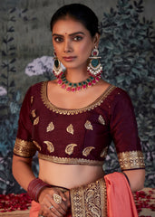 Red Vichitra Gota Patti Saree