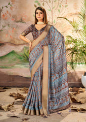 Exquisite Brown Dola Silk Saree with Paisley Print