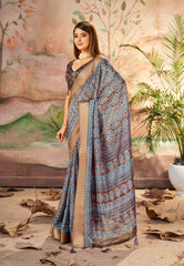 Exquisite Brown Dola Silk Saree with Paisley Print
