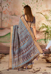 Exquisite Brown Dola Silk Saree with Paisley Print