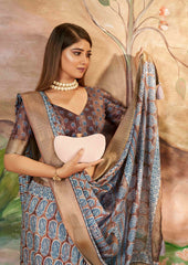 Exquisite Brown Dola Silk Saree with Paisley Print