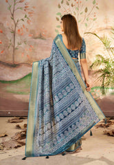 Exquisite Grey Dola Silk Saree with Elegant Paisley Print