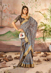 Exquisite Brown Dola Silk Saree with Paisley Print