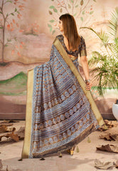 Exquisite Brown Dola Silk Saree with Paisley Print