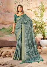 Luxurious Green Dola Silk Saree