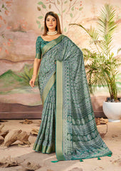 Luxurious Green Dola Silk Saree