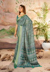 Luxurious Green Dola Silk Saree