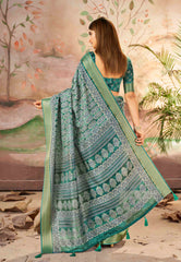 Luxurious Green Dola Silk Saree