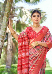 Exquisite Multi Silk Block Print Saree