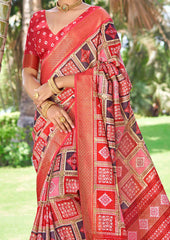 Exquisite Multi Silk Block Print Saree