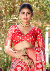 Exquisite Multi Silk Block Print Saree