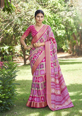 Multi Silk Block Print Saree