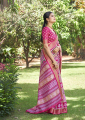 Multi Silk Block Print Saree