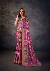 Elevate Elegance with Purple Silk Block Print Saree