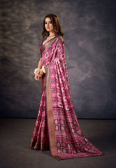 Elevate Elegance with Purple Silk Block Print Saree
