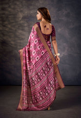 Elevate Elegance with Purple Silk Block Print Saree