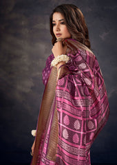 Elevate Elegance with Purple Silk Block Print Saree