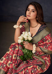 Exquisite Multi Silk Block Print Saree