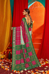 Sky Blue Tussar Silk Saree with Swarovski Embellishments