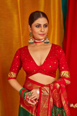 Light Green Tussar Silk Saree with Swarovski Crystals