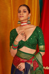 Navy Blue Tussar Silk Saree with Swarovski Crystals