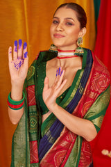 Navy Blue Tussar Silk Saree with Swarovski Crystals