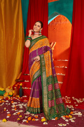 Mustard Tussar Silk Swarovski Saree