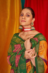 Mustard Tussar Silk Swarovski Saree