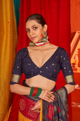 Golden Tussar Silk Swarovski Saree