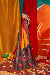 Golden Tussar Silk Swarovski Saree