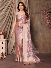 Exquisite Pink Brasso Floral Saree