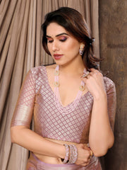 Exquisite Pink Brasso Floral Saree