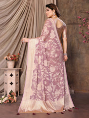 Exquisite Pink Brasso Floral Saree