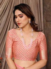 Exquisite Pink Brasso Floral Saree