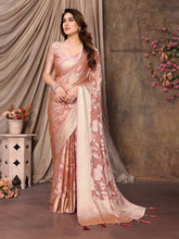 Exquisite Pink Brasso Floral Saree