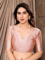 Exquisite Pink Brasso Floral Saree