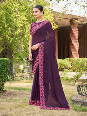 Shop Exquisite Purple Silk Embroidery Saree
