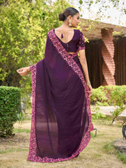 Shop Exquisite Purple Silk Embroidery Saree