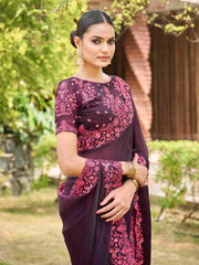 Shop Exquisite Purple Silk Embroidery Saree