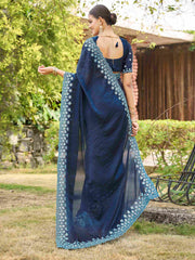 Blue Silk Embroidery Saree