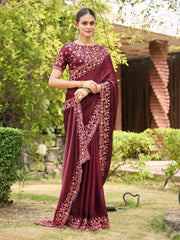 Shop Exquisite Purple Silk Embroidery Saree