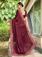 Shop Exquisite Purple Silk Embroidery Saree