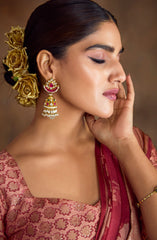 Vibrant Red Brasso Saree