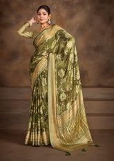 Shop Exquisite Green Brasso Saree
