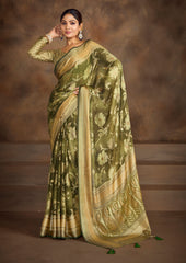 Shop Exquisite Green Brasso Saree