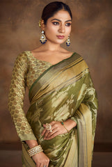 Shop Exquisite Green Brasso Saree