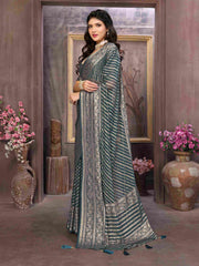 Elevate Your Style with Our Elegant Grey Brasso Saree