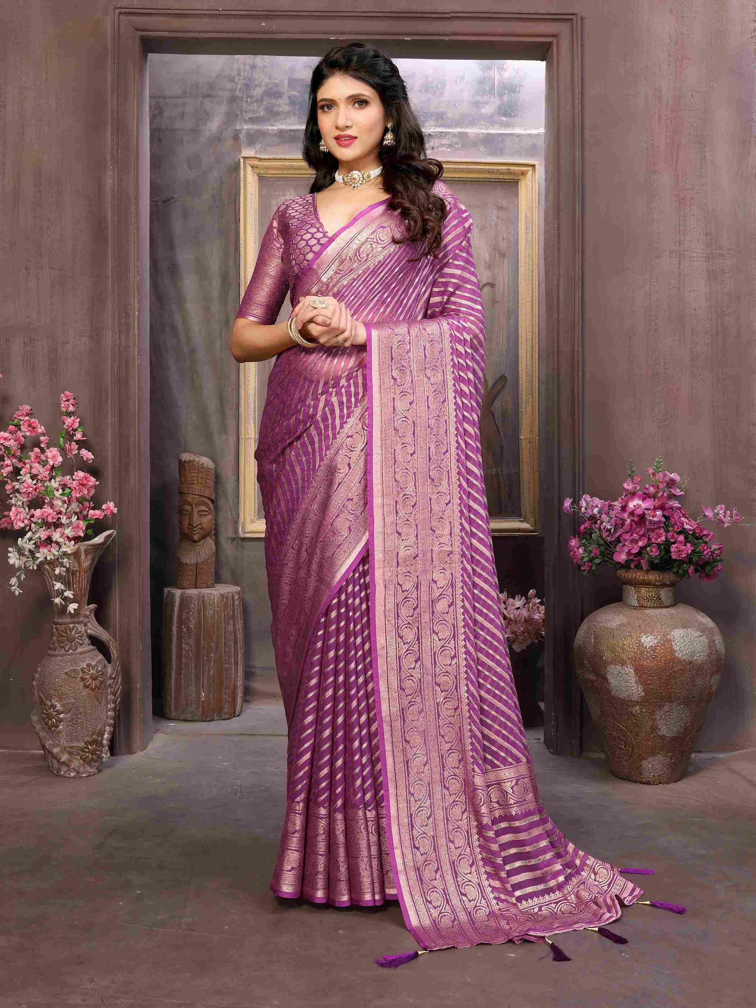 Shop Elegant Purple Brasso Saree