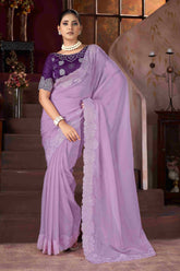 Exquisite Purple Embroidery Saree