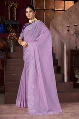 Exquisite Purple Embroidery Saree